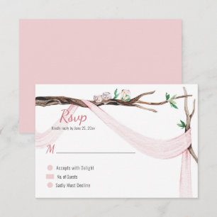 Eclectic Romance Tree Branch Blush Pink Gauze RSVP Card