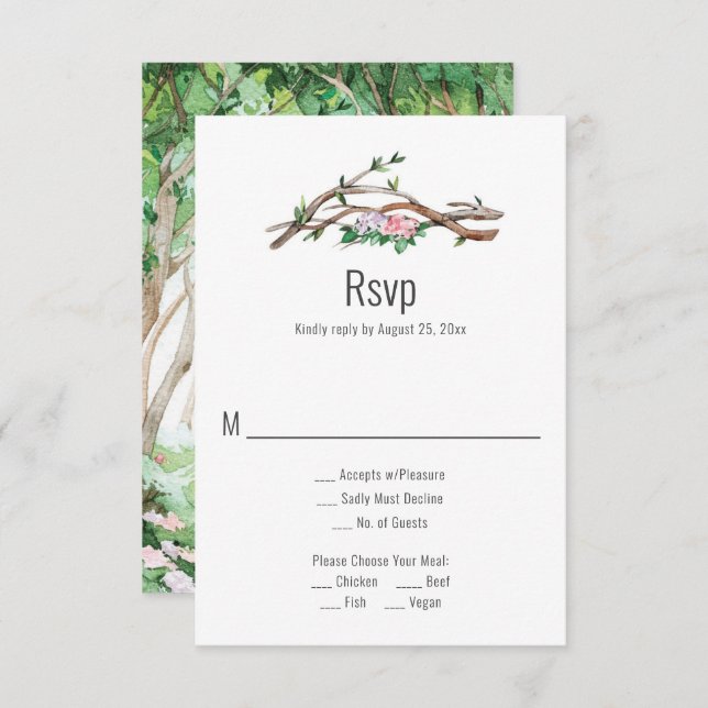 Eclectic Romance - Woodland Path Wedding RSVP (Front/Back)