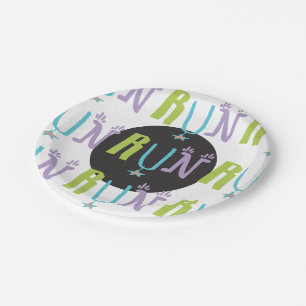 Eclectic RUN Runner themed Paper Plate