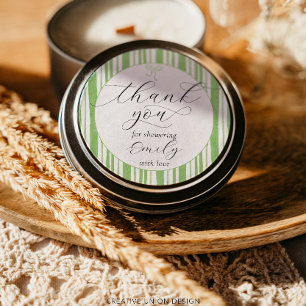 Eclectic Stripes Green Baby Shower Thank You Classic Round Sticker