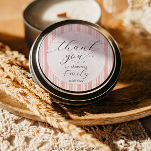 Eclectic Stripes Pink Baby Shower Thank You Classic Round Sticker