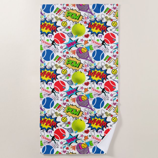 😍🤩Eclectic tennis🎾 pattern  Beach Towel (Front)