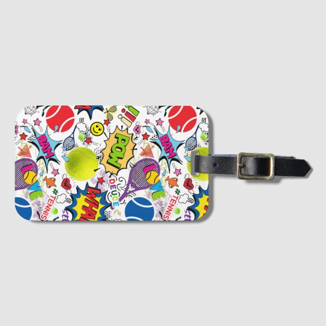 😍🤩Eclectic tennis🎾 pattern Luggage Tag (Front Horizontal)