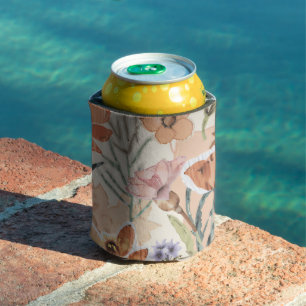Eclectic Terracotta Wildflower Rustic Boho Spring Can Cooler