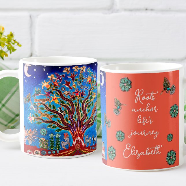 Eclectic Tree of Life Inspirational Blue Boho Mug (Creator Uploaded)