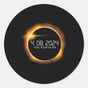 Eclipse 2024 April 8 Totality Mens Womens Kids  Classic Round Sticker