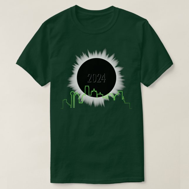 Eclipse 2024 Dallas Skyline TShirt (Design Front)