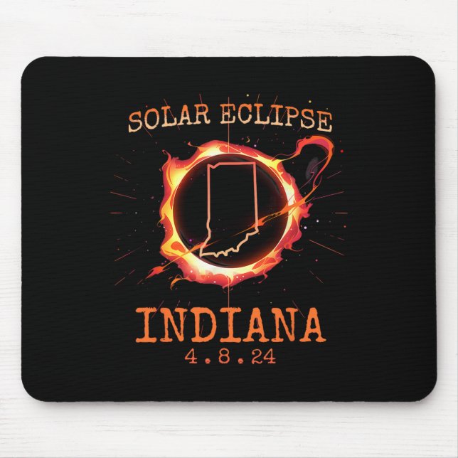 Eclipse 2024 Indiana State Totality Usa Path Souve Mouse Pad (Front)