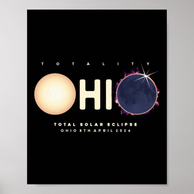 Eclipse 2024 Ohio Total Eclipse Astronomy Graphic  Poster (Front)