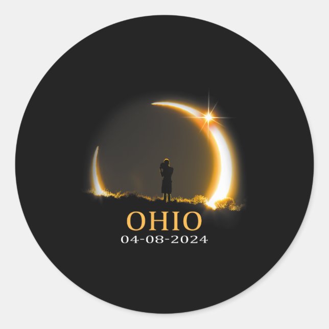 Eclipse 2024 Ohio Total Solar Eclipse 1  Classic Round Sticker (Front)