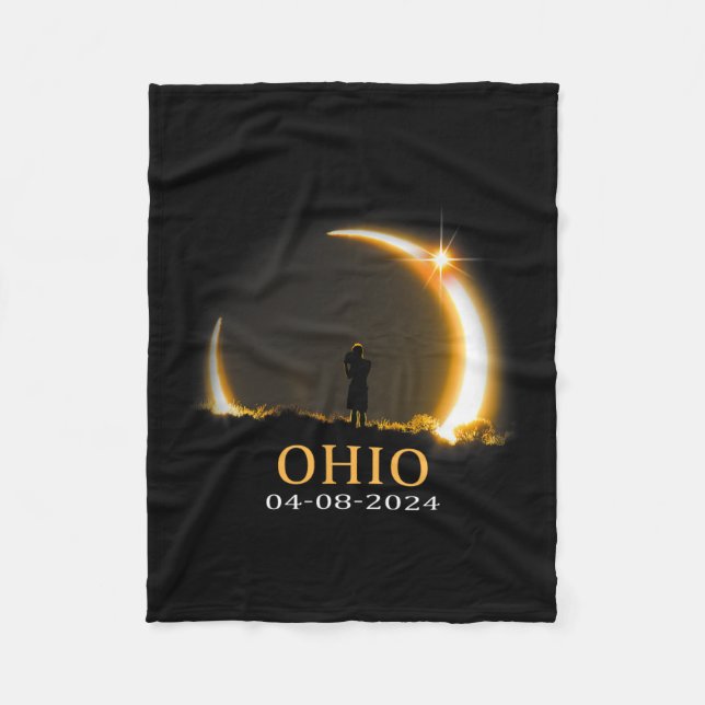 Eclipse 2024 Ohio Total Solar Eclipse 1  Fleece Blanket (Front)
