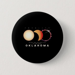 Eclipse 2024 Oklahoma Total Eclipse Astronomy Grap 6 Cm Round Badge