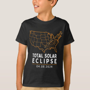 Eclipse 2024 Party America Totality Total Usa Map  T-Shirt