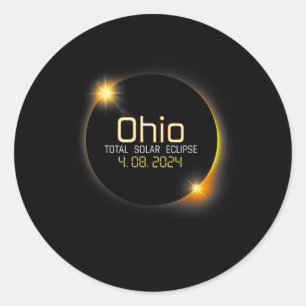 Eclipse 2024 Shirt State Ohio Total Solar Eclipse Classic Round Sticker