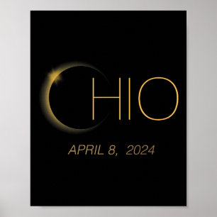 Eclipse 2024 Shirt Total Solar Eclipse State Ohio Poster