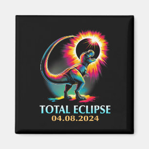 Eclipse 2024 Total Solar Eclipse T Rex Dinosaur  Magnet