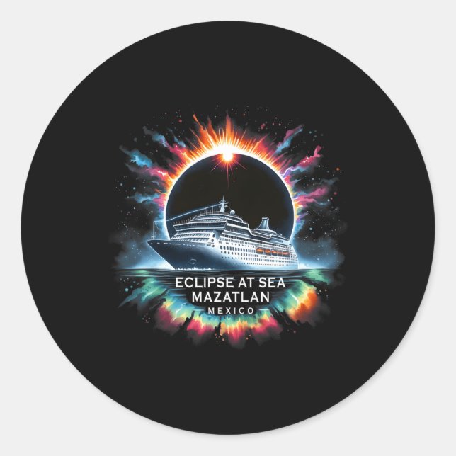 Eclipse At Sea Mazatlan Mexico Total Solar Eclipse Classic Round Sticker (Front)