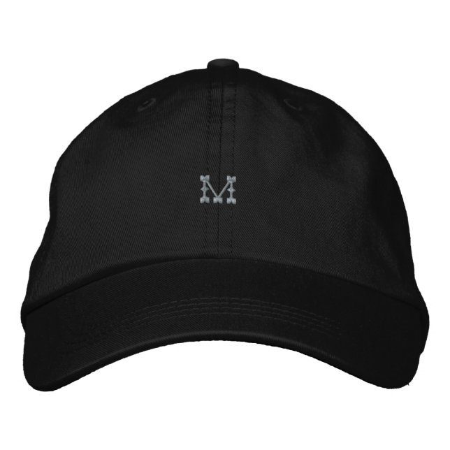 Eclipse Black M Alphabet Printed-Hat Urban Style  Embroidered Hat (Front)