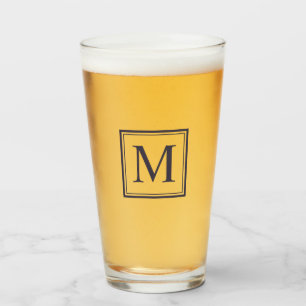 Eclipse Blue Square Personalised Initial Monogram Glass
