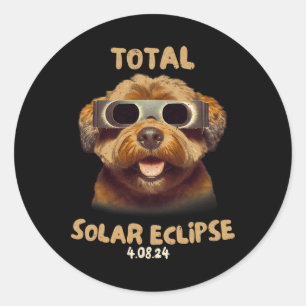 Eclipse Dog Wearing Solar Eclipse Gles Classic Round Sticker