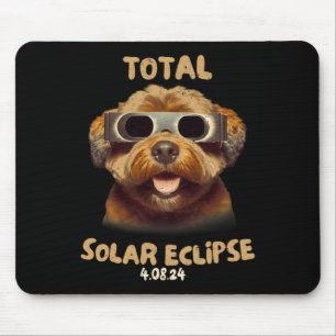 Eclipse Dog Wearing Solar Eclipse Gles Mouse Pad