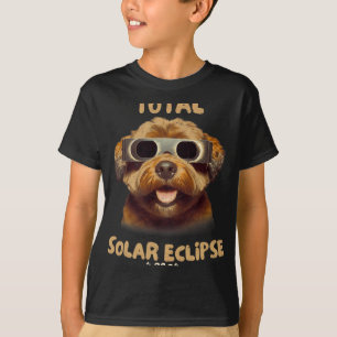 Eclipse Dog Wearing Solar Eclipse Gles  T-Shirt