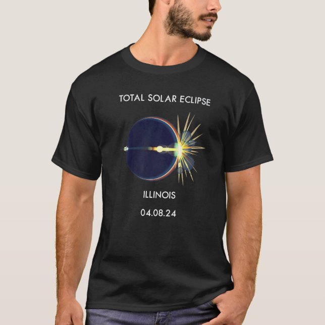 Eclipse Flare 04 08 24 Total Solar Eclipse Illinoi T-Shirt (Front)