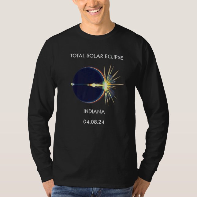 Eclipse Flare 04 08 24 Total Solar Eclipse Indiana T-Shirt (Front)