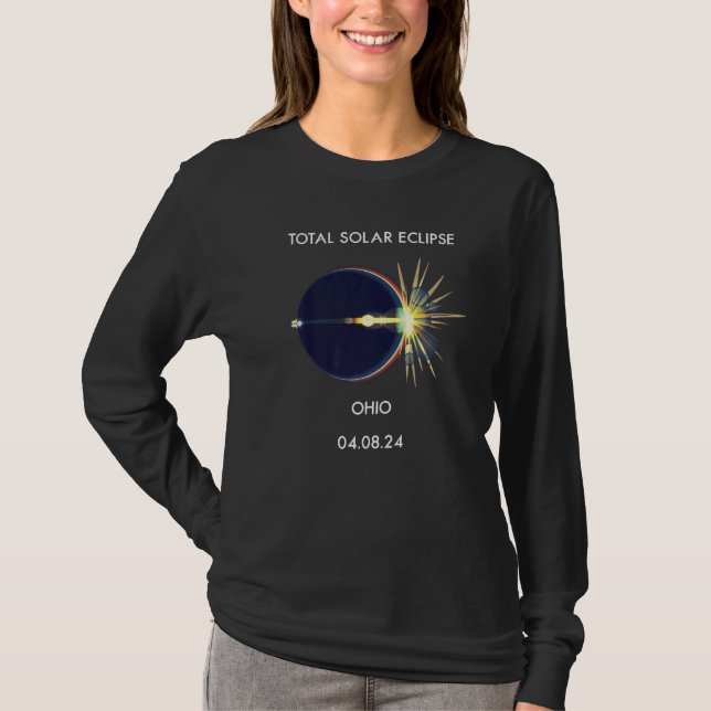 Eclipse Flare 04.08.24 Total Solar Eclipse Ohio 20 T-Shirt (Front)