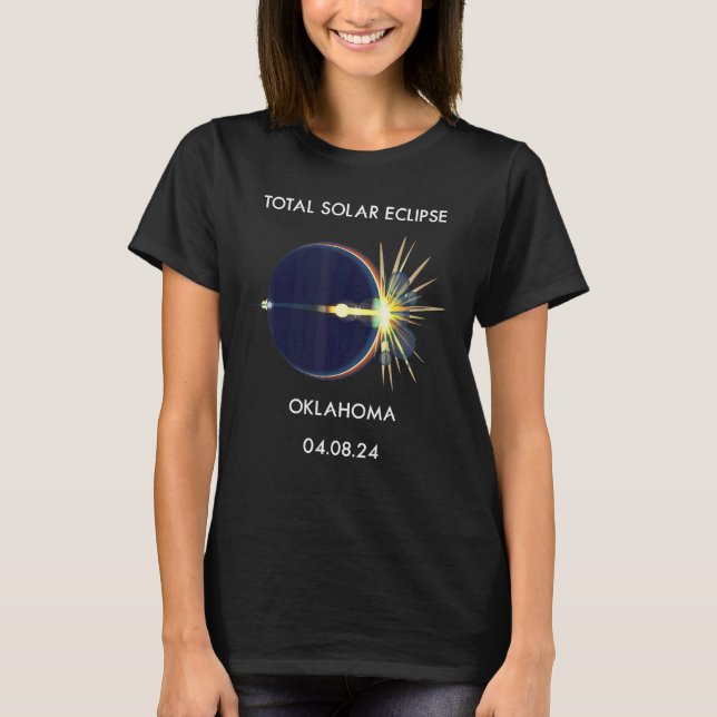Eclipse Flare 04 08 24 Total Solar Eclipse Oklahom T-Shirt (Front)