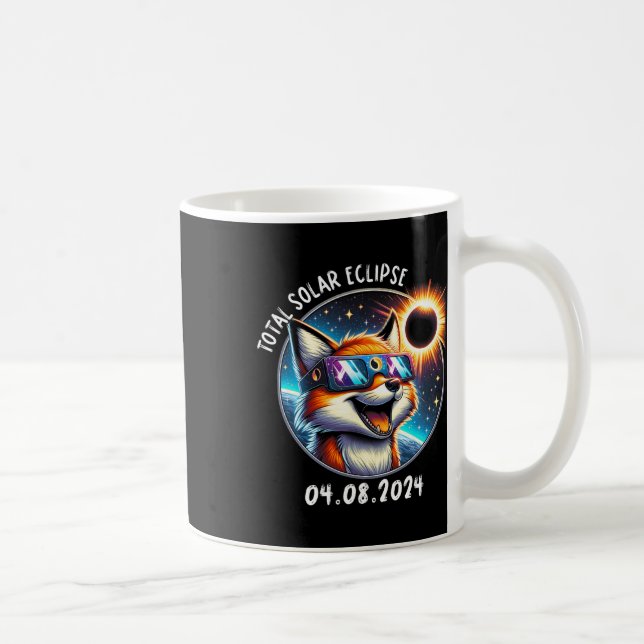 Eclipse Fox Wearing Gles Pet April 8 2024  Coffee Mug (Right)