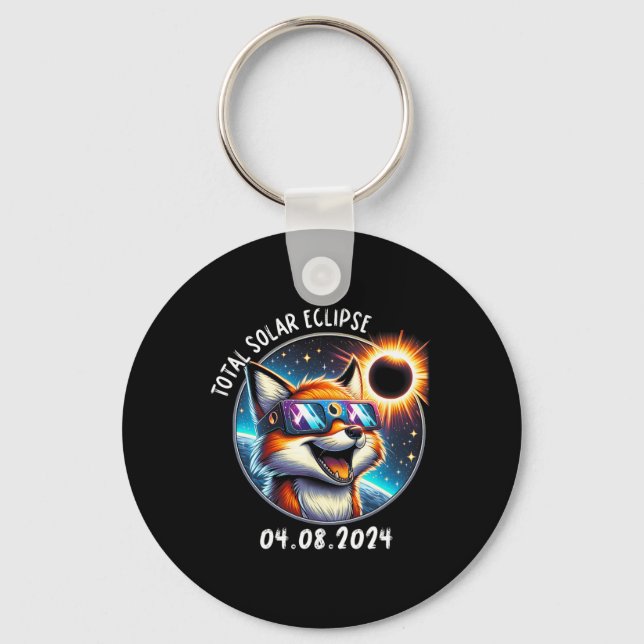 Eclipse Fox Wearing Gles Pet April 8 2024  Key Ring (Front)