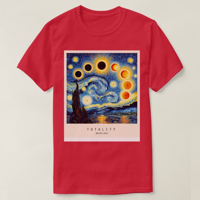 Eclipse in Van Gogh Style T-Shirt (Design Front)