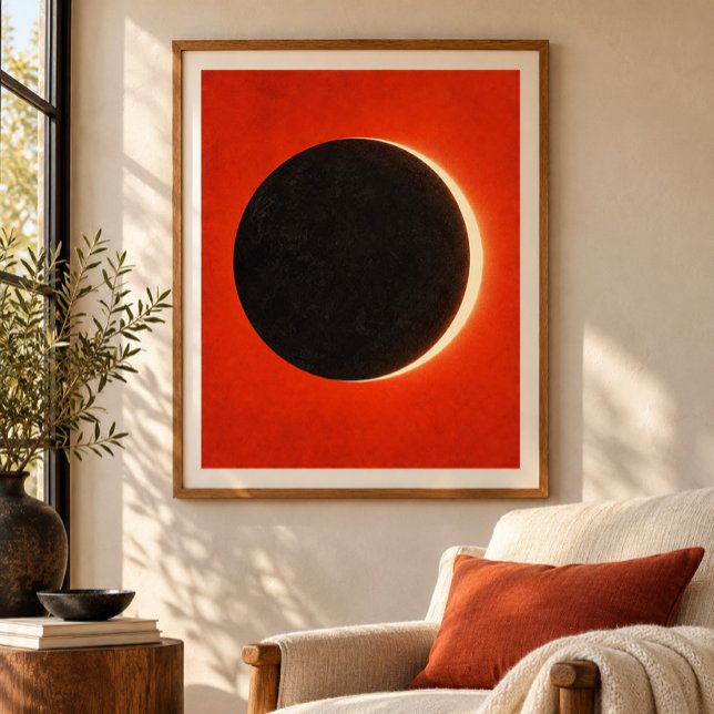 Eclipse in Vermilion Art Print (Styled display of Eclipse in Vermilion Art Print. Frame, mat and furnishings shown for illustration; select framing options separately.)