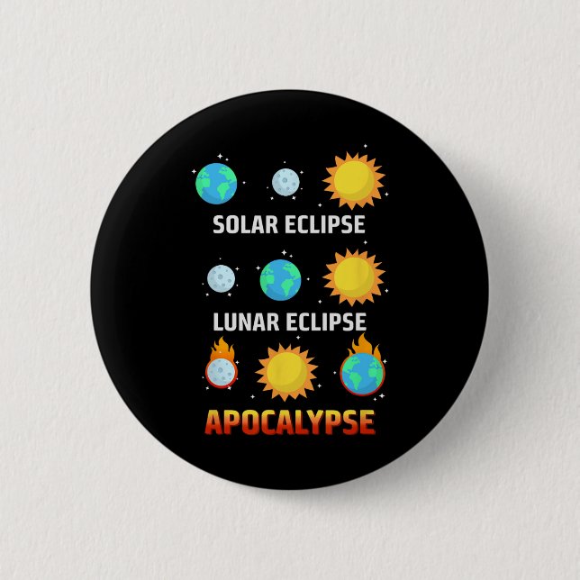 Eclipse Lunar Eclipse Apocalypse Funny Eclipse  6 Cm Round Badge (Front)