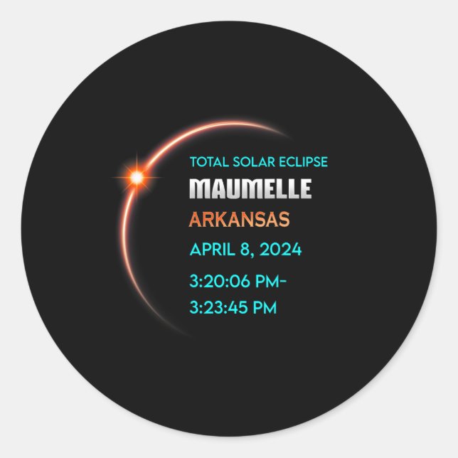 Eclipse Maumelle Arkansas Total Solar Eclipse 2024 Classic Round Sticker (Front)