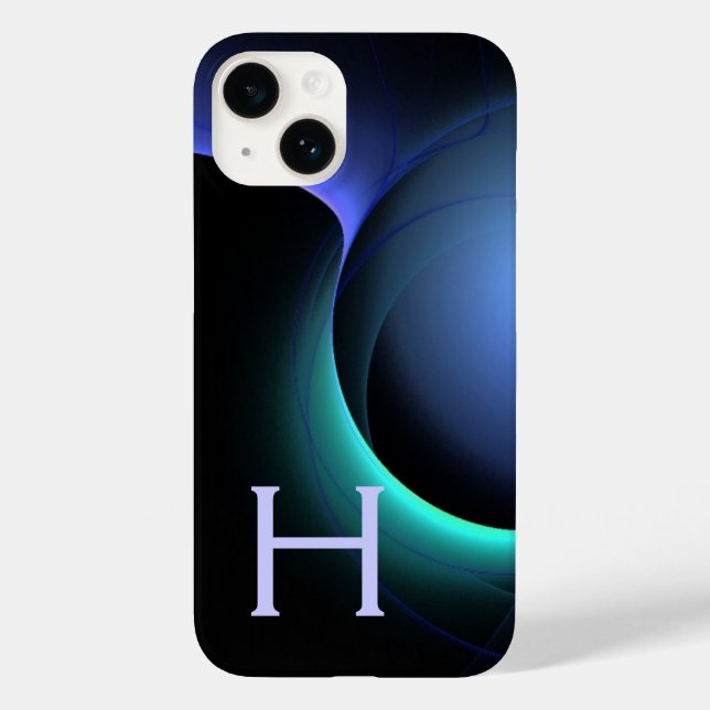 ECLIPSE MONOGRAM Vibrant black blue Case-Mate iPhone Case (Back)