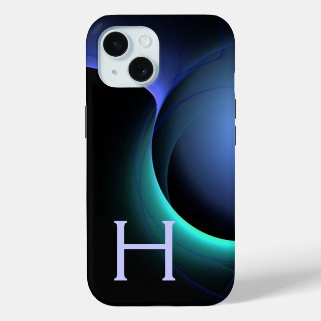 ECLIPSE MONOGRAM Vibrant black blue Case-Mate iPhone Case (Back)