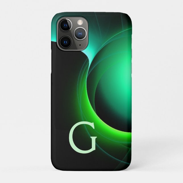 ECLIPSE MONOGRAM Vibrant black green Case-Mate iPhone Case (Back)