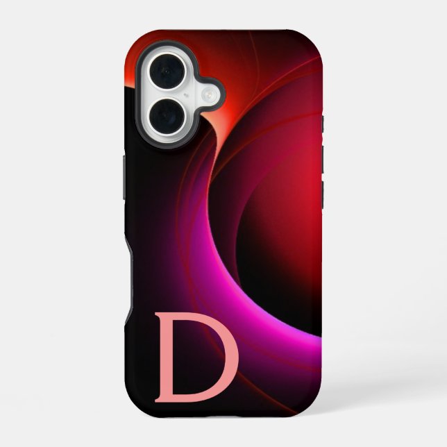 ECLIPSE MONOGRAM Vibrant black violet pink iPhone 16 Case (Back)