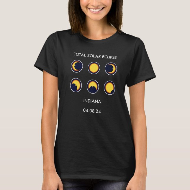 Eclipse Phases 04 08 24 Total Solar Eclipse Indian T-Shirt (Front)