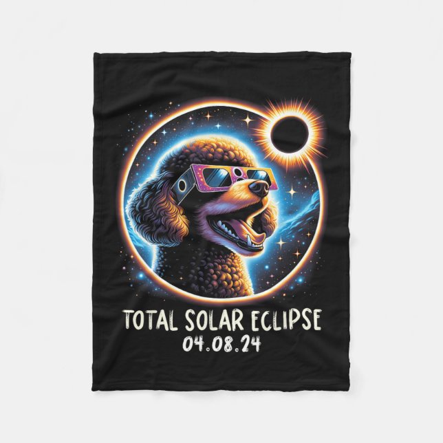 Eclipse Poodle Wearing Gles Pet April 8 2024  Fleece Blanket (Front)