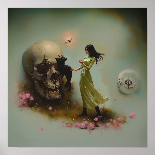 Eclipse Priestess Moon Occult AI Art Matte Value Poster (Front)