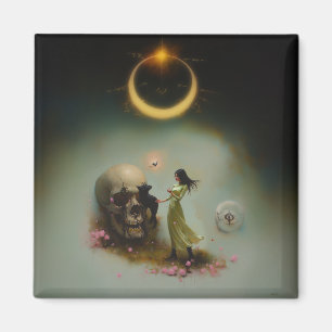 Eclipse Priestess Moon Occult Dark Witchy AI Art Magnet