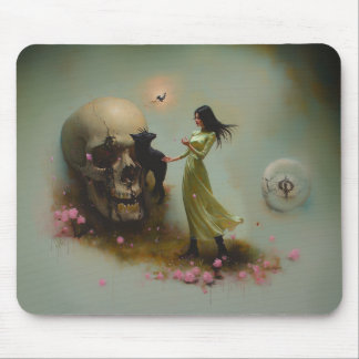 Eclipse Priestess Moon Occult Dark Witchy AI Art Mouse Pad