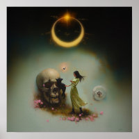 Eclipse Priestess Moon Witchy AI Art Matte Value