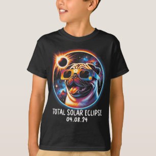 Eclipse Pug Wearing Gles Pet April 8 2024  T-Shirt