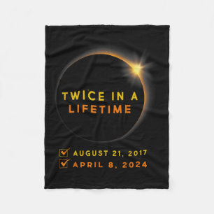 Eclipse Shirt Twice In Lifetime 2024 Solar Eclipse Fleece Blanket