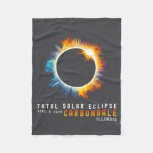 Eclipse Solar Total April 8 2024 Carbondale Illino Fleece Blanket