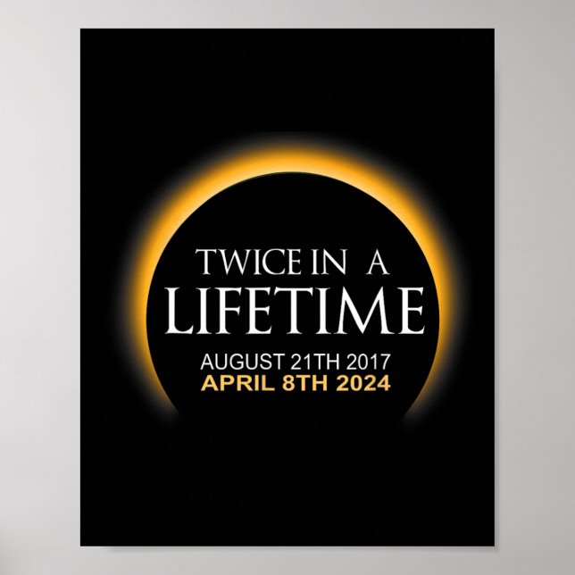 Eclipse Twice In Lifetime 2024 Solar Eclipse  Poster (Front)